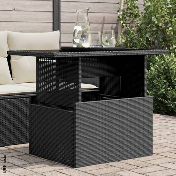 vidaXL Gartentisch schwarz Glas B/H/L: ca. 55x73x100 cm