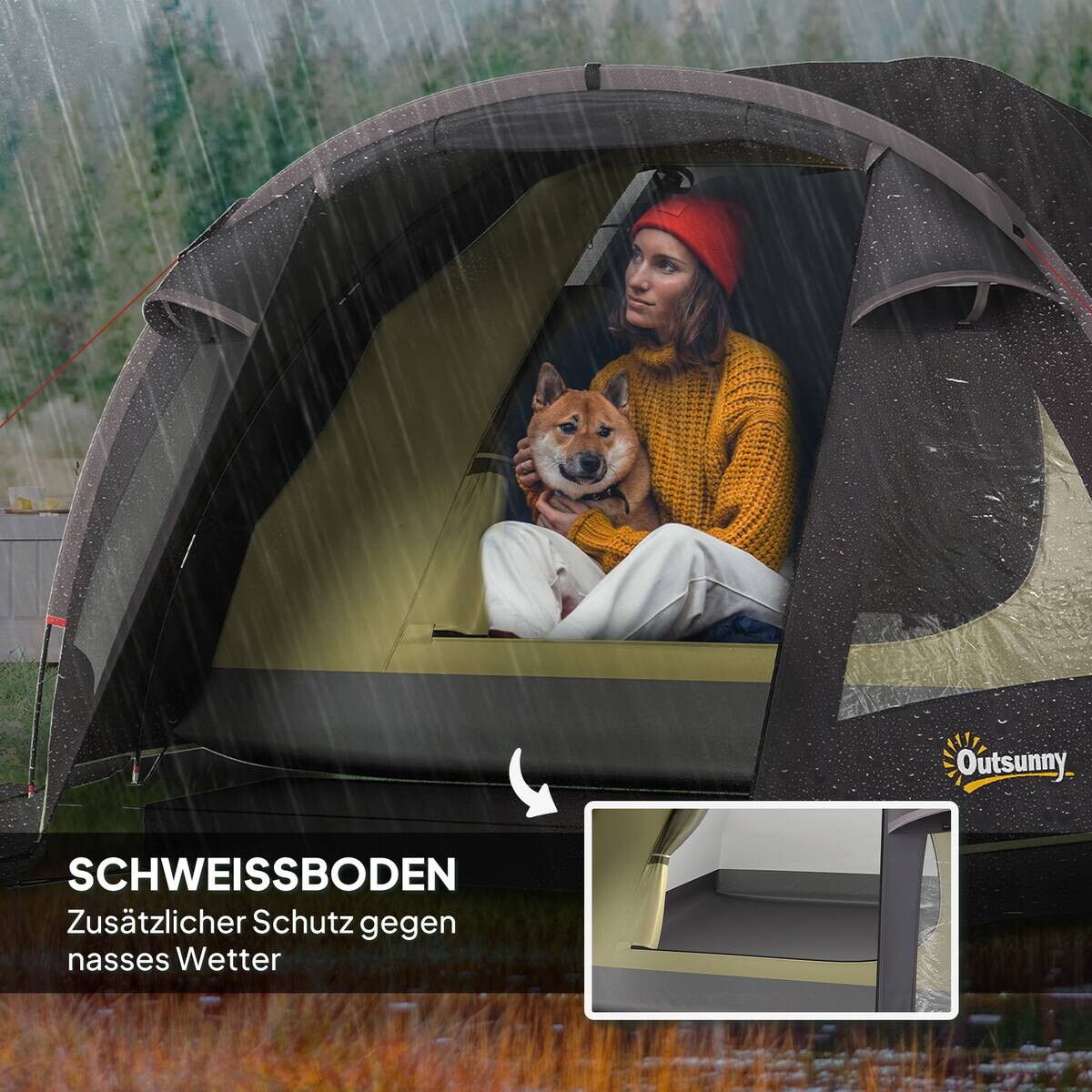 Outsunny Tunnelzelt schwarz Polyester B/H/L: ca. 190x120x330 cm