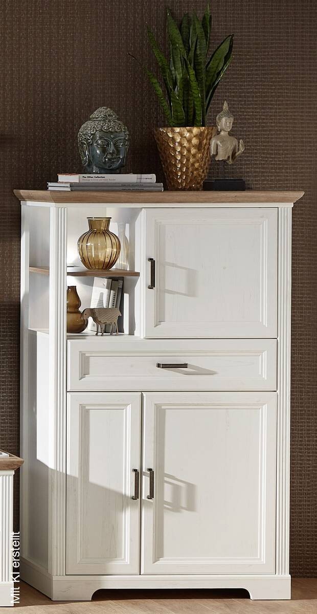Standvitrine Jasmin Eiche Artisan Nachbildung Pinie Nachbildung B/H/T: ca. 93x150x42 cm