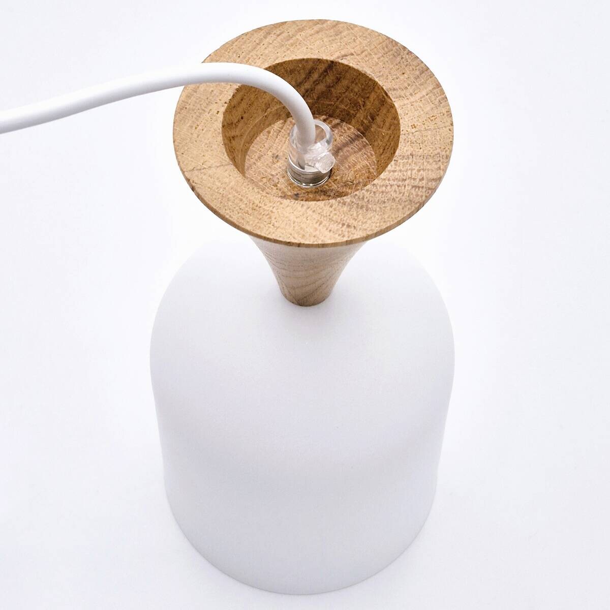 Lamkur Hängeleuchte Eiche weiß Stahl Holz B/H/L: ca. 11x102x11 cm E27 1 Brennstellen