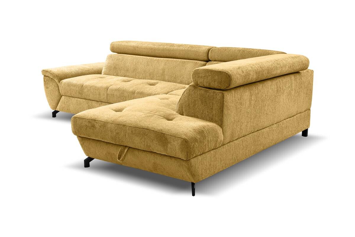 Ecksofa mit Bettfunktion und Bettkasten senf Microfaser B/H/T: ca. 263x77x210 cm