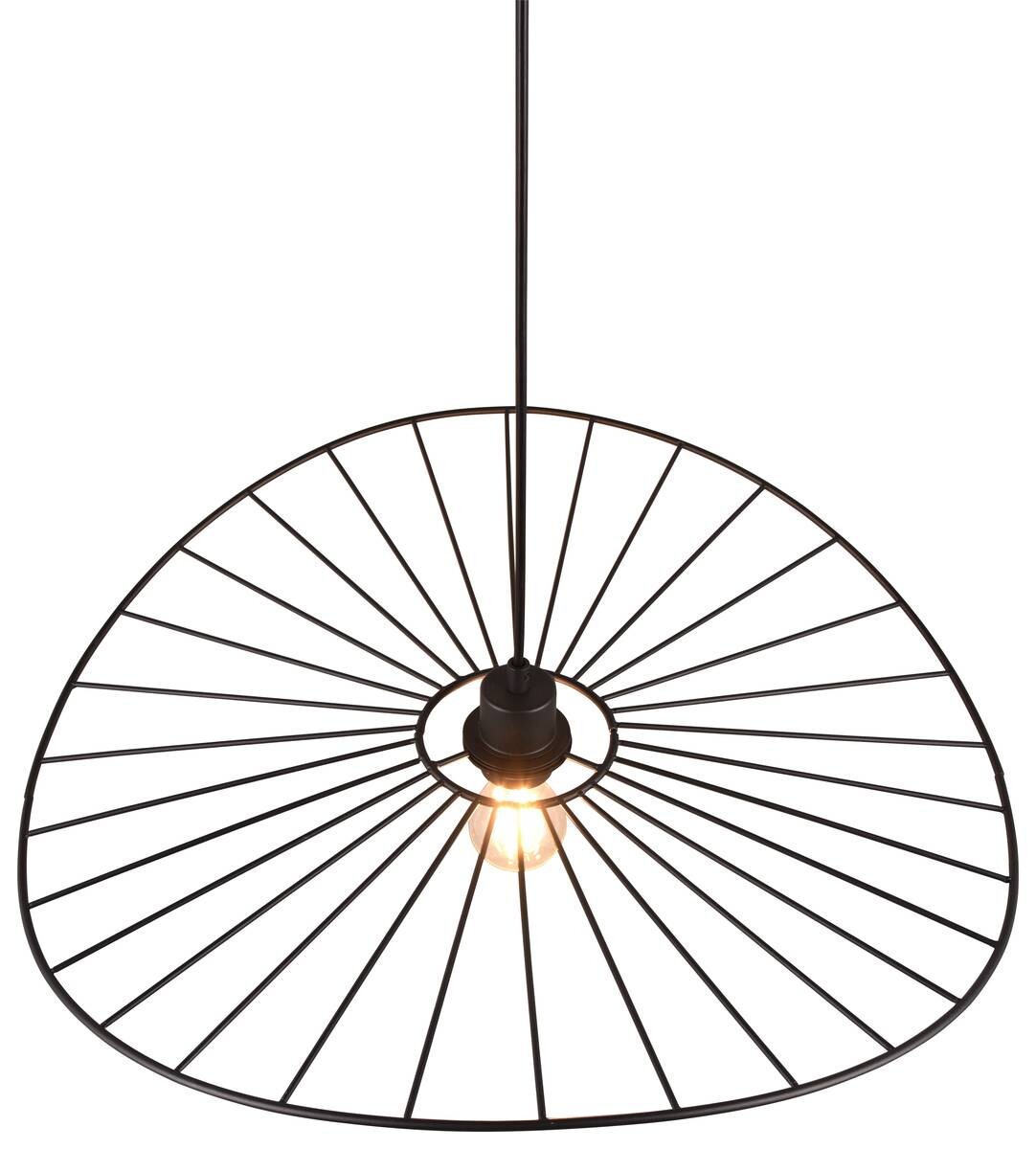 Reality Pendelleuchte R31451032 Chapeau schwarz Metall H/D: ca. 150x60 cm E27 1 Brennstellen