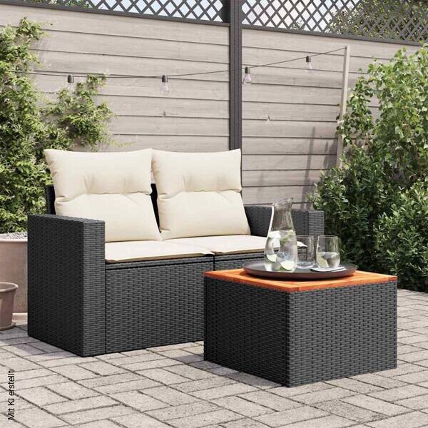 vidaXL Gartentisch schwarz Akazie B/H/L: ca. 55x37x55 cm