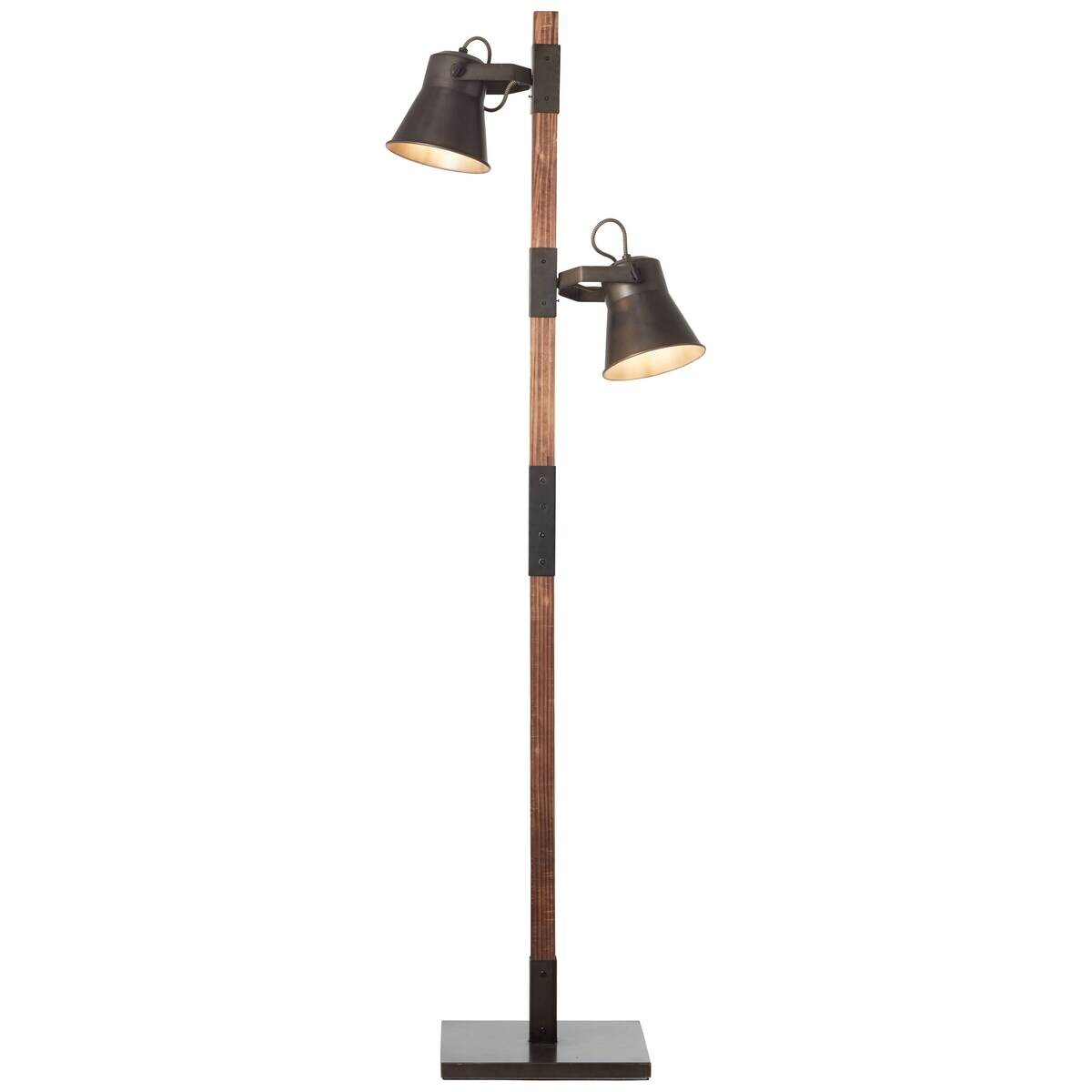 Brilliant Stehlampe Plow schwarz Metall Holz H: ca. 154 cm E27 2 Brennstellen