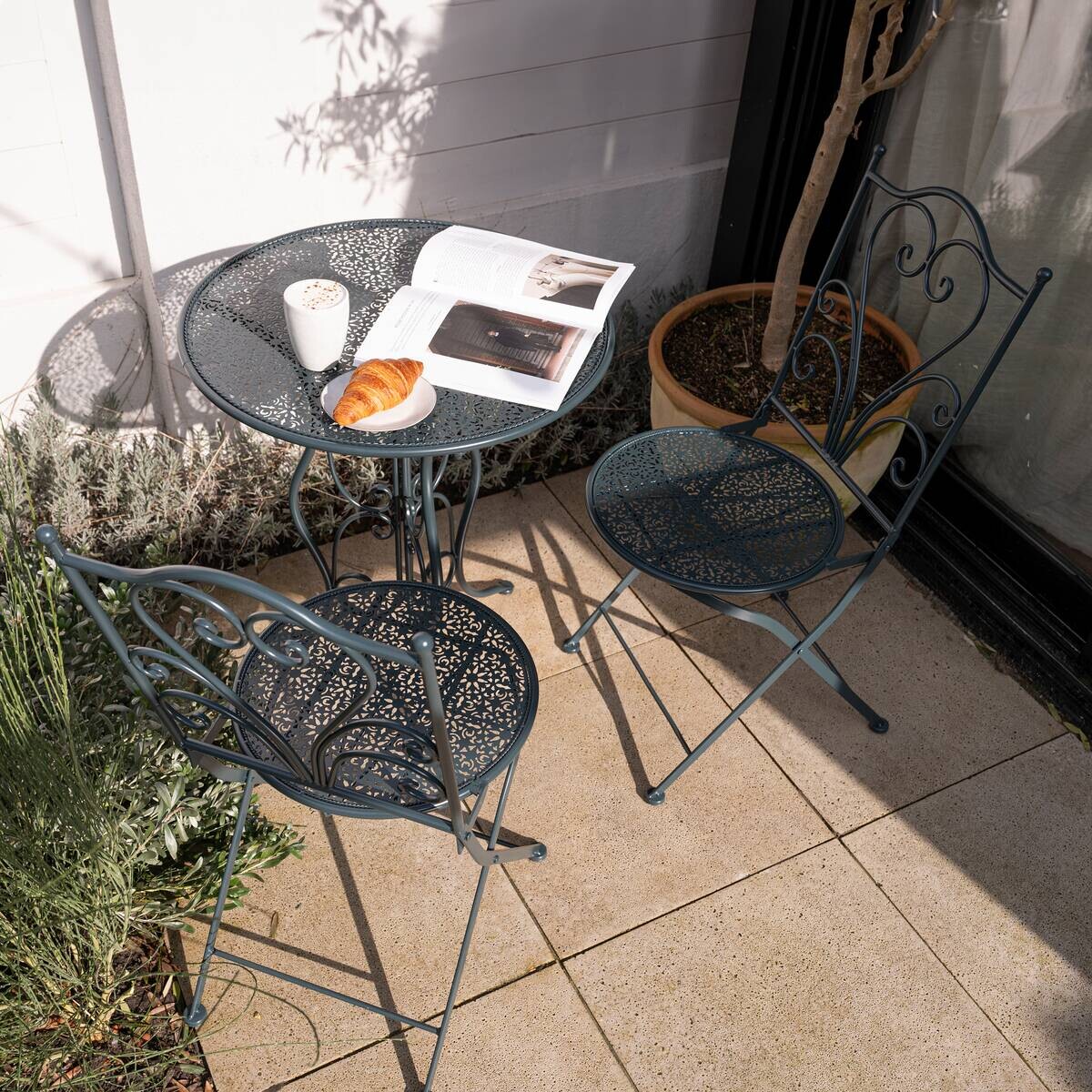 AXI Outdoor Living Bistroset Eloise anthrazit Metall B/H/L: ca. 60x92x60 cm
