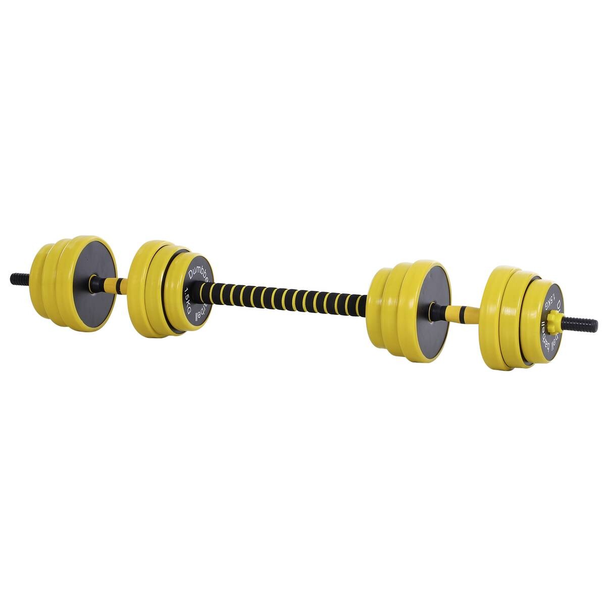 HOMCOM Hantelset 2in1 gelb Eisen B/H/L: ca. 19,5x19,5x152 cm