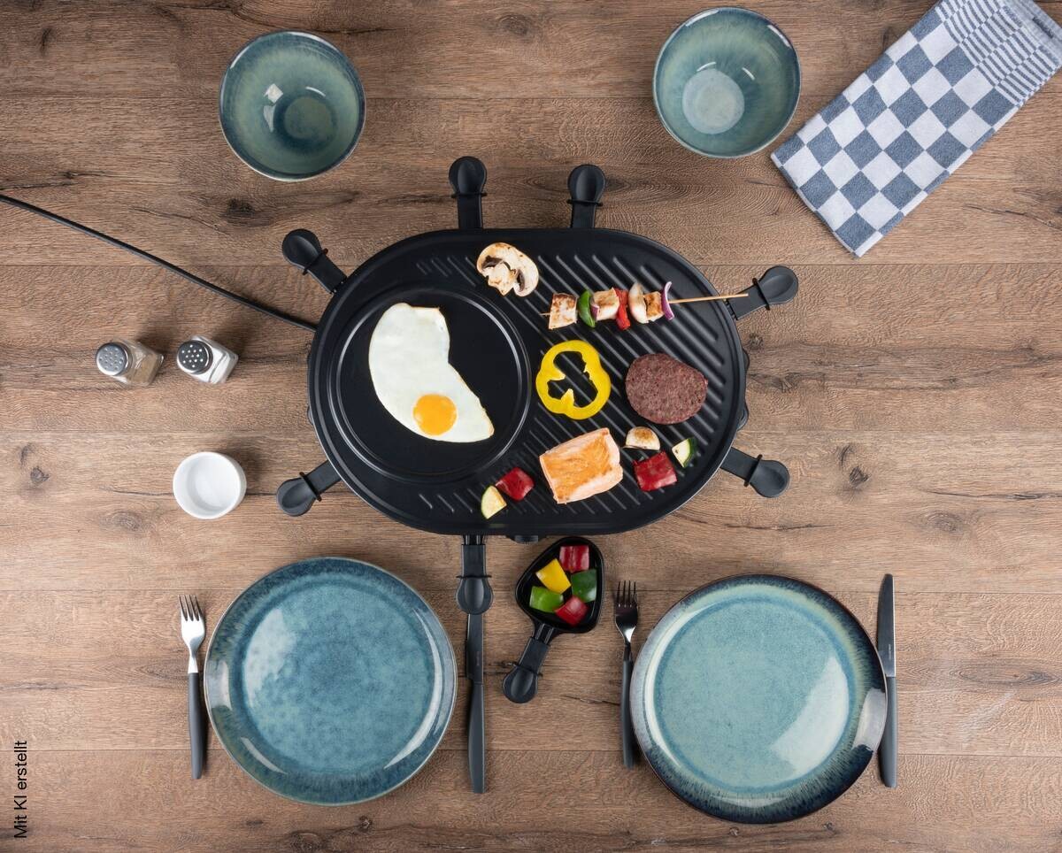 alpina Raclette-Grill schwarz Metall B/H/L: ca. 47,5x12x32 cm