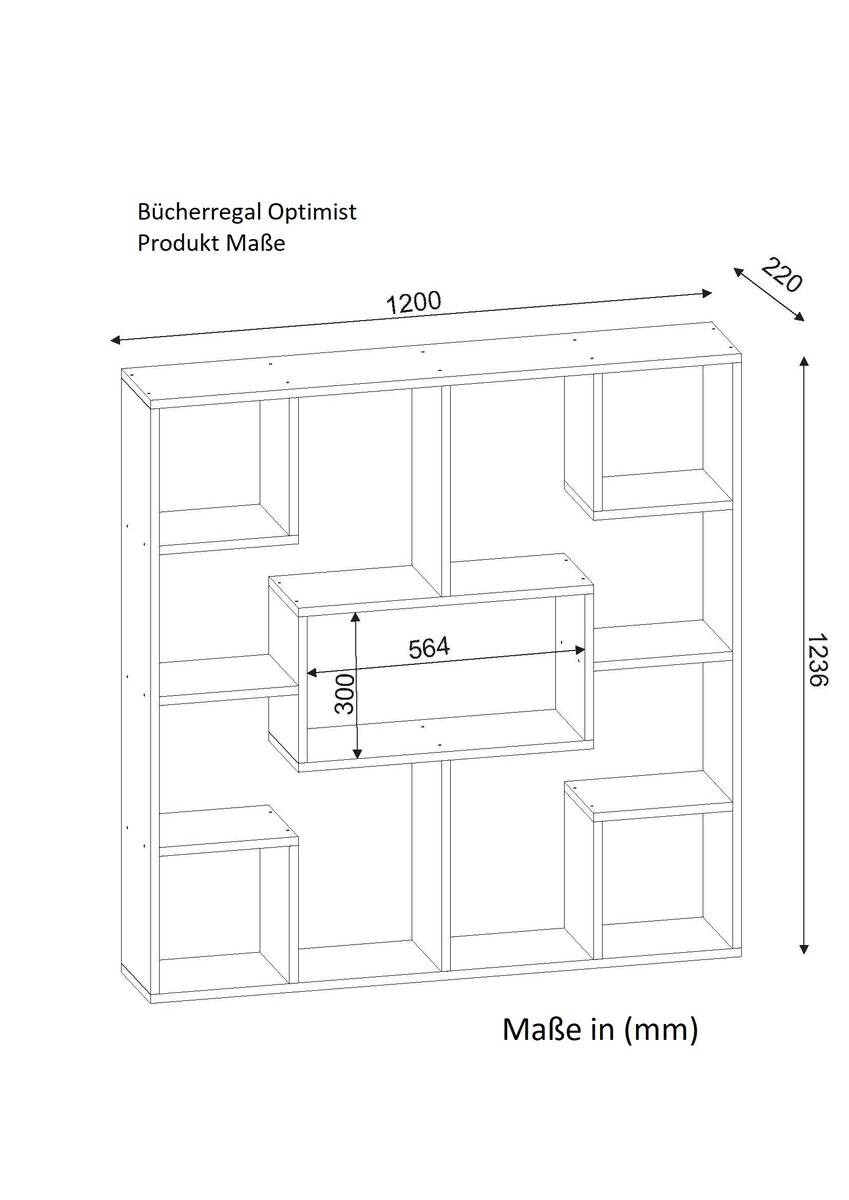 Regal Optimist weiß B/H/T: ca. 120x123,6x22 cm