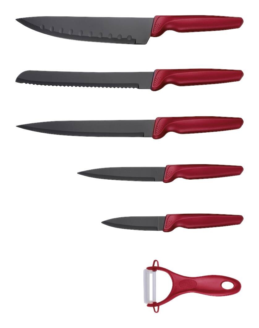 MICHELINO Messerset rot Edelstahl 6 tlg. | rot