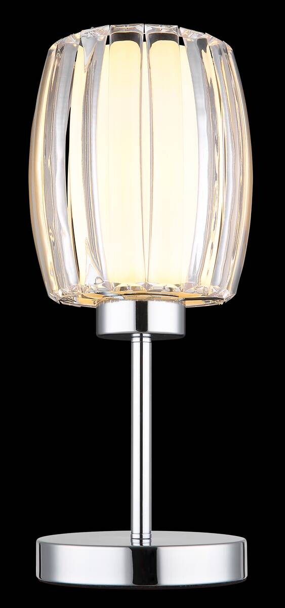 GLOBO Tischleuchte Chrom Opal schwarz Glas Metall Textil H/D: ca. 40x18 cm E27 1 Brennstellen