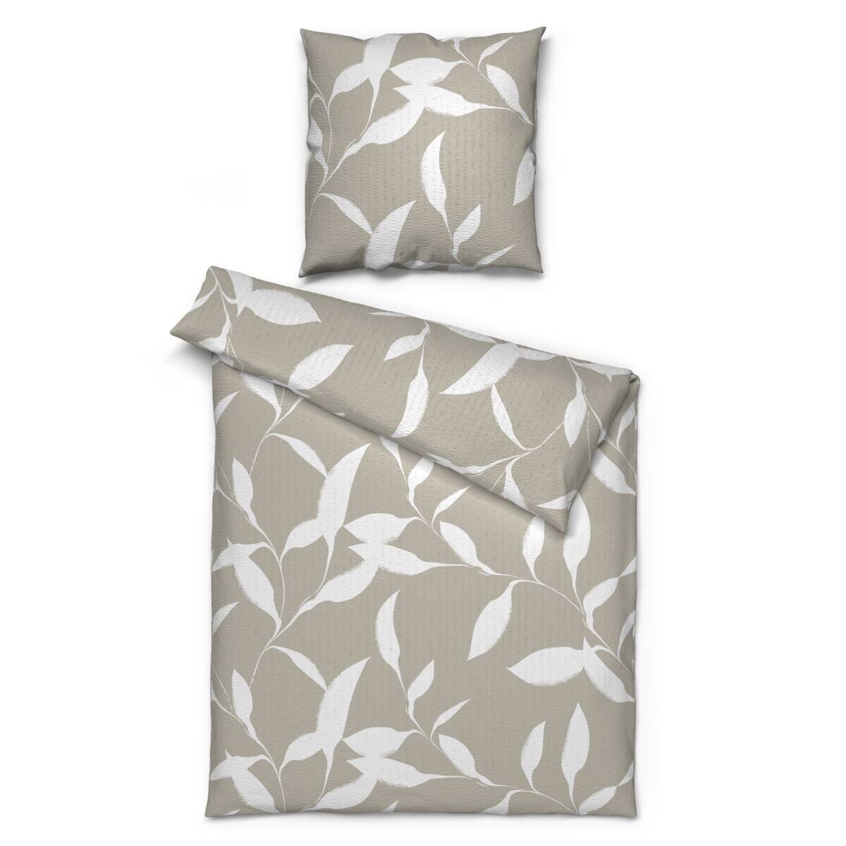 Microfaser Bettwäsche Seersucker hellbeige weiß 100% Polyester B/L: ca. 135x200 cm