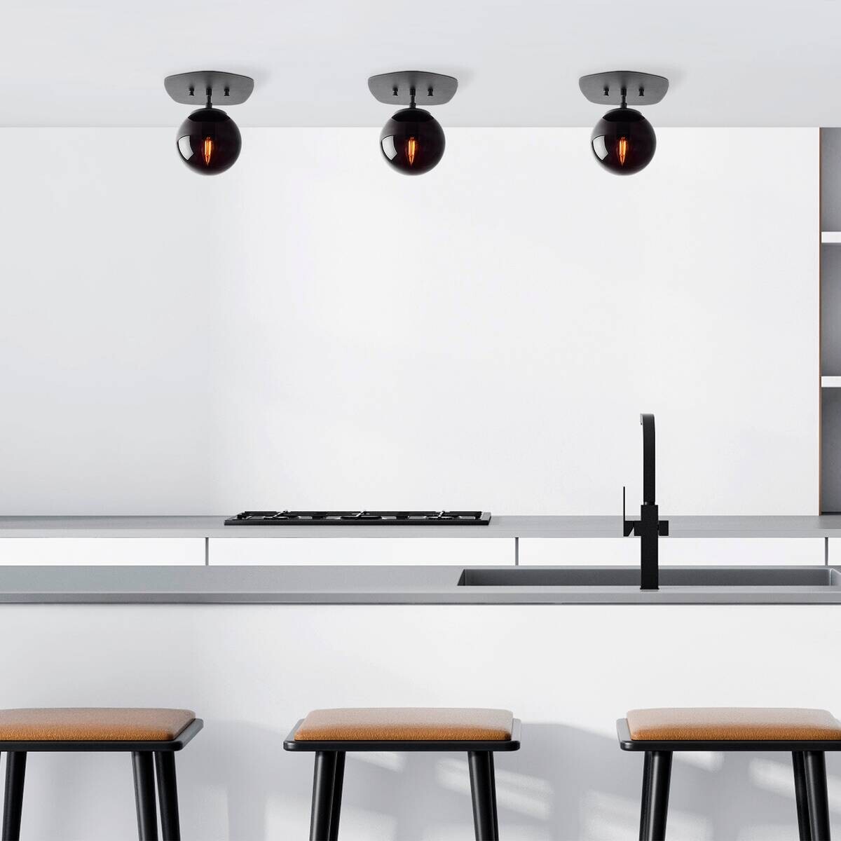 Opviq Deckenleuchte Well-11676 schwarz Glas B/H/T/L: ca. 20x25x25x20 cm E14 1 Brennstellen