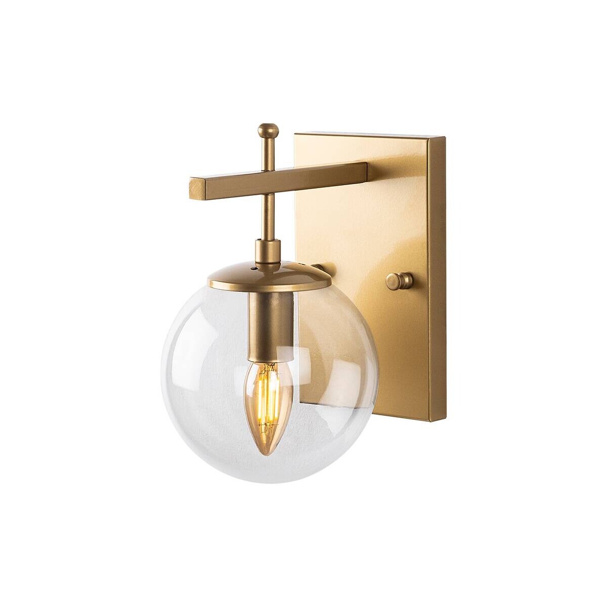 Opviq Wandleuchte gold Metall Glas B/H/L: ca. 20x15x15 cm E14 1 Brennstellen