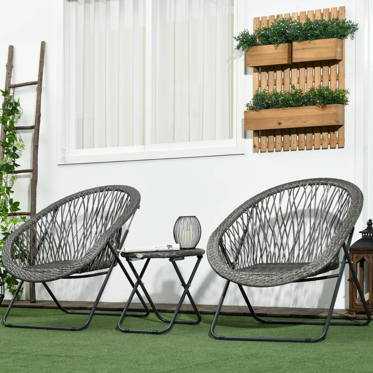 Outsunny Bistro-Set grau Kunststoff B/H/L: ca. 77x78x76 cm