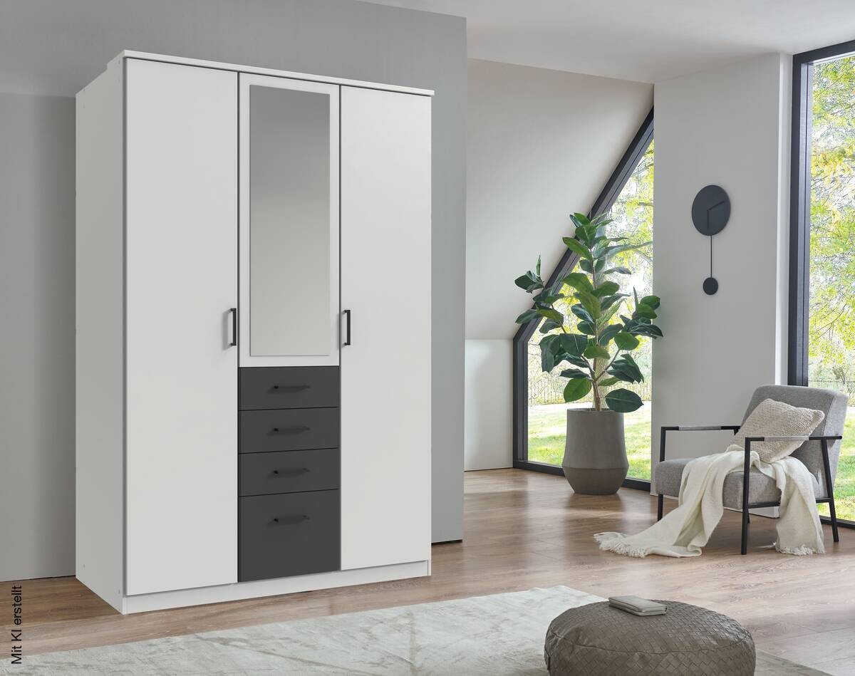 Kleiderschrank Cottbus weiß B/H/T: ca. 135x198x58 cm