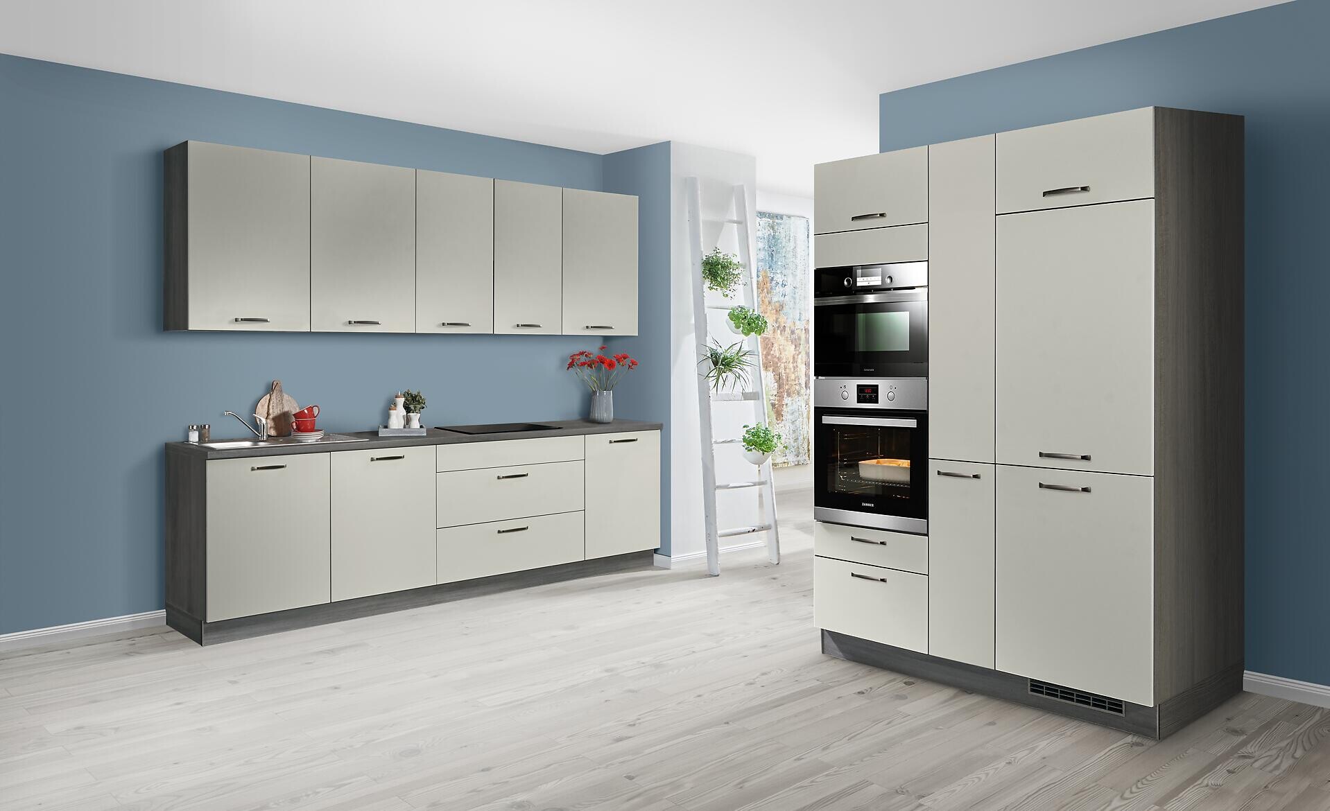 Express Doppelblock Star hellgrau Lacklaminat Hochglanz B/T: ca. 280x150 cm