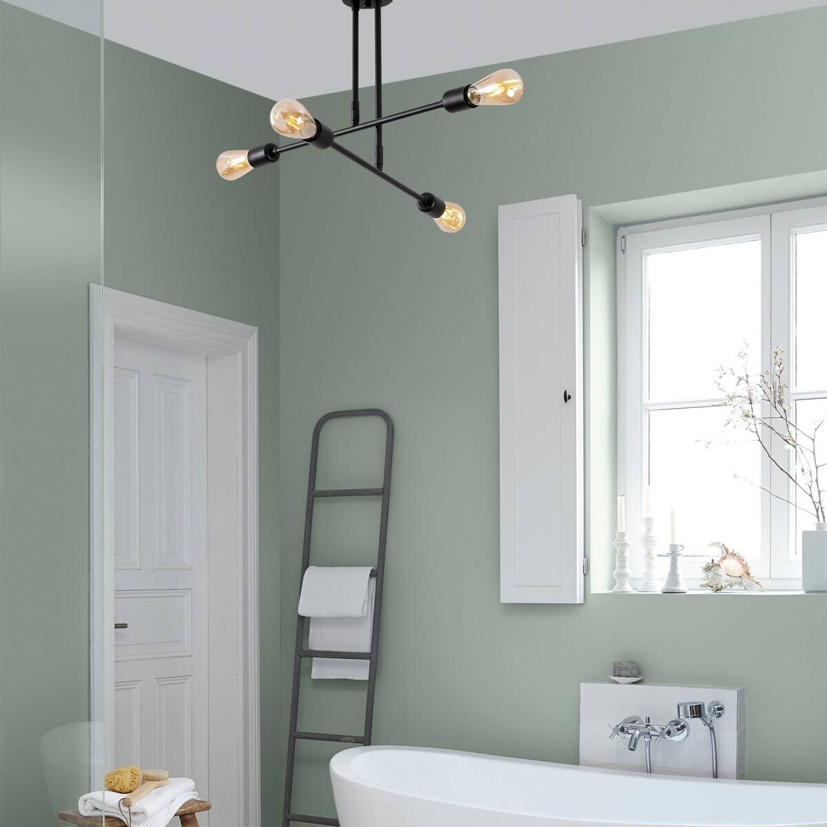 Opviq Deckenleuchte Flower schwarz B/H/T/L/D: ca. 70x40x70x70x70 cm E27 4 Brennstellen