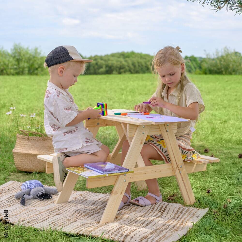 Timbela Kindersitzgarnitur M012 natur Holz B/H/L: ca. 60x50x81 cm