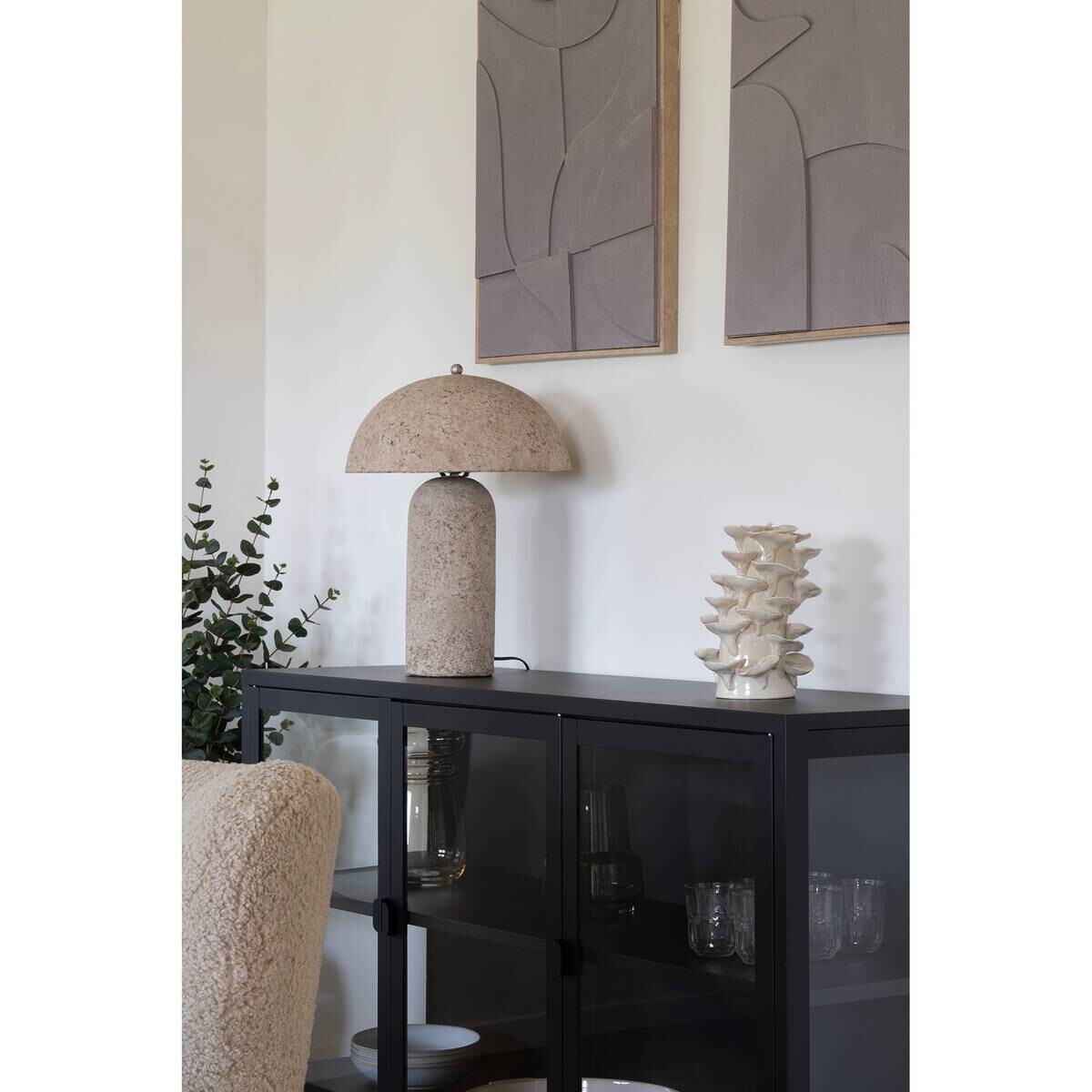Housenordic Tischleuchte Astley stone B/H/L: ca. 36,5x49,5x36,5 cm E27 1 Brennstellen