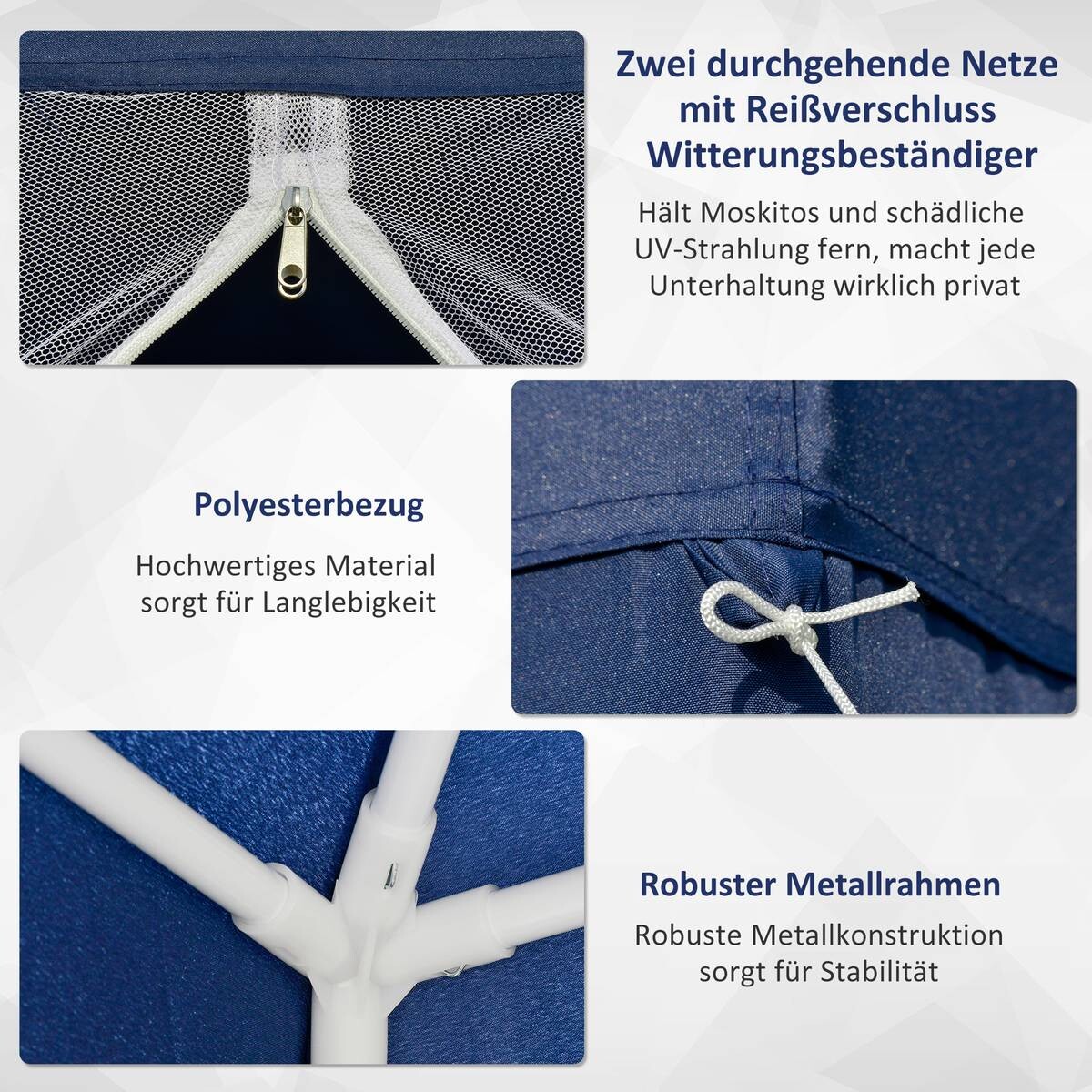 Outsunny Pavillon blau Polyester B/H/L: ca. 300x245x300 cm