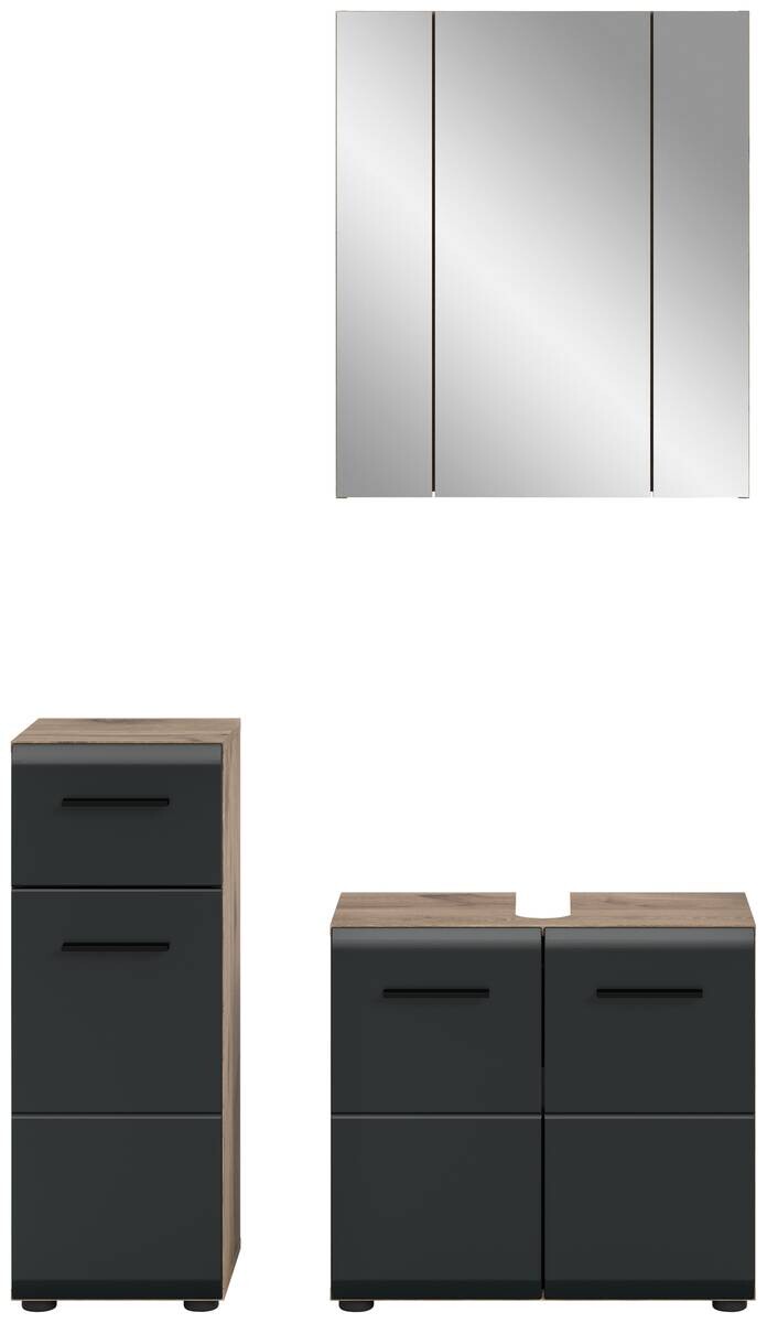 Badezimmer-Set Ice Nox Oak Nachbildung schwarz matt B/H/T: ca. 105x185x30 cm