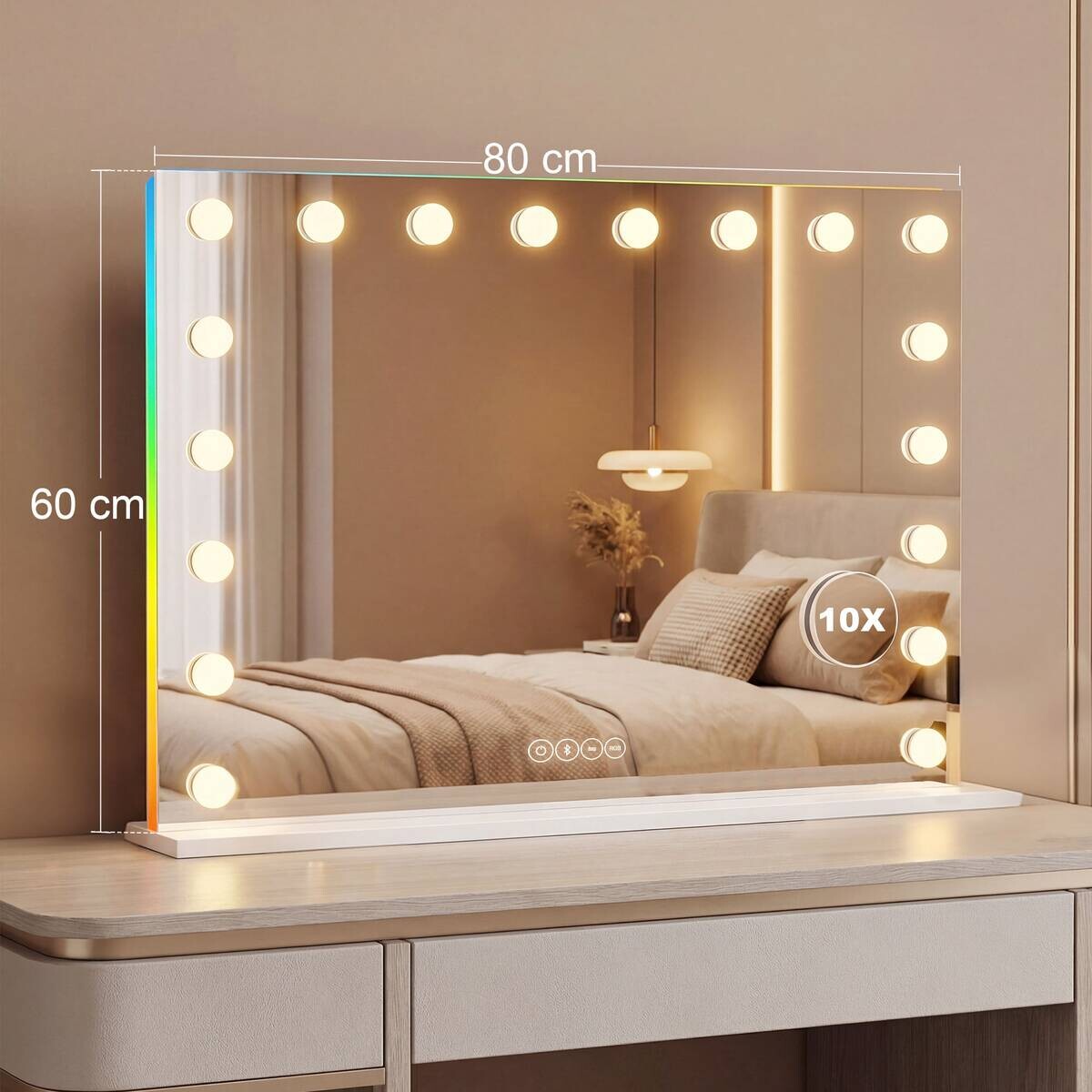 HOMCOM LED-Spiegel weiß B/H/L: ca. 14x60x80 cm