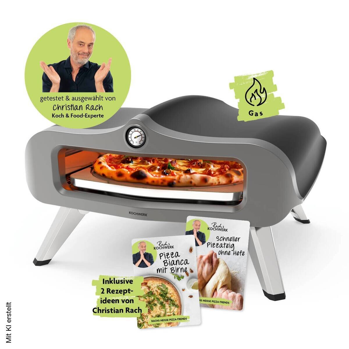 Rachs KOCHWERK Gas-Pizzaofen silber Edelstahl B/H/L/D: ca. 61,5x32x70,5x55 cm
