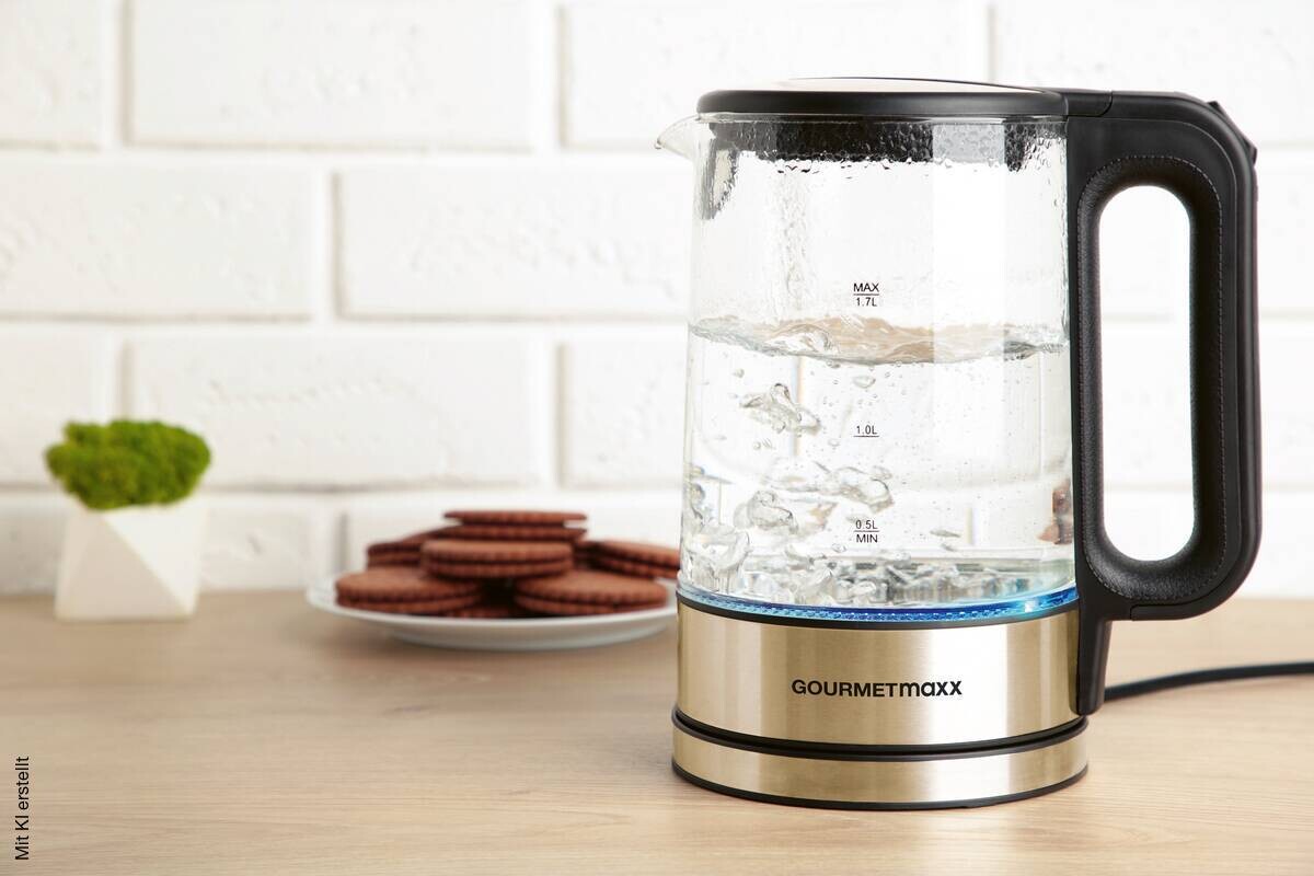 GOURMETmaxx Wasserkocher 30344 champagner Kunststoff Glas Metall B/H/L: ca. 18x25x22 cm ca. 1,7 l