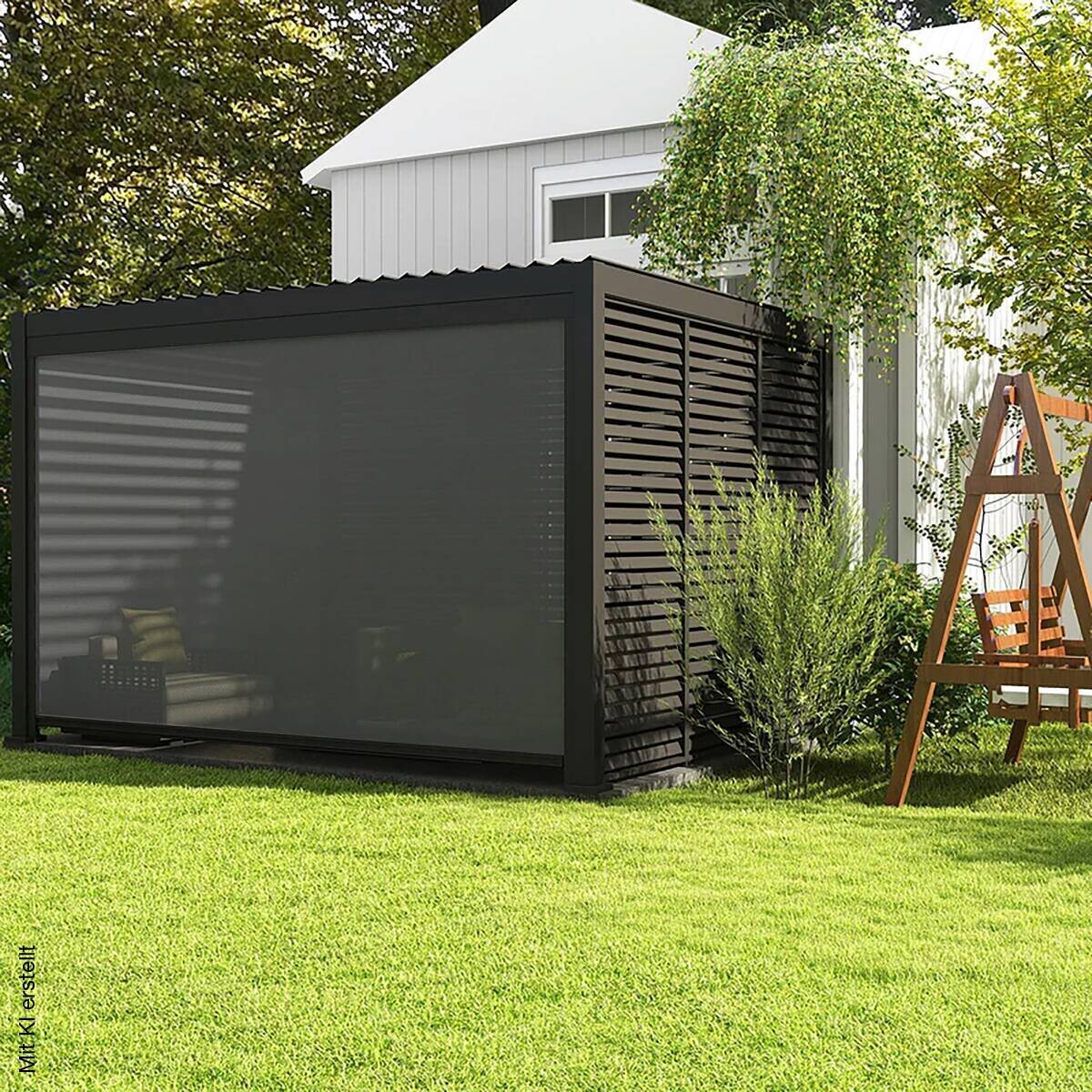 Mirador Sonnenrollo für Pergola Classic und Deluxe anthrazit Aluminium B/H/L: ca. 370,5x236,5x7 cm