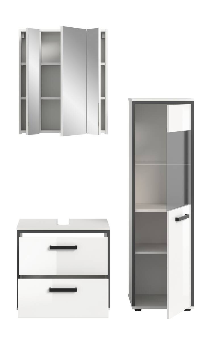 Badblock KOJAK weiß Hochglanz anthrazit grau B/H/T: ca. 115x188x37 cm