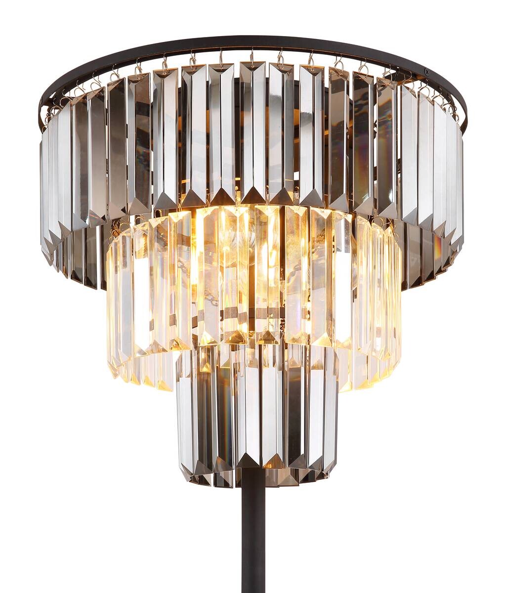 GLOBO Stehleuchte Rauch schwarz Glas Metall H/D: ca. 160x40 cm E27 3 Brennstellen
