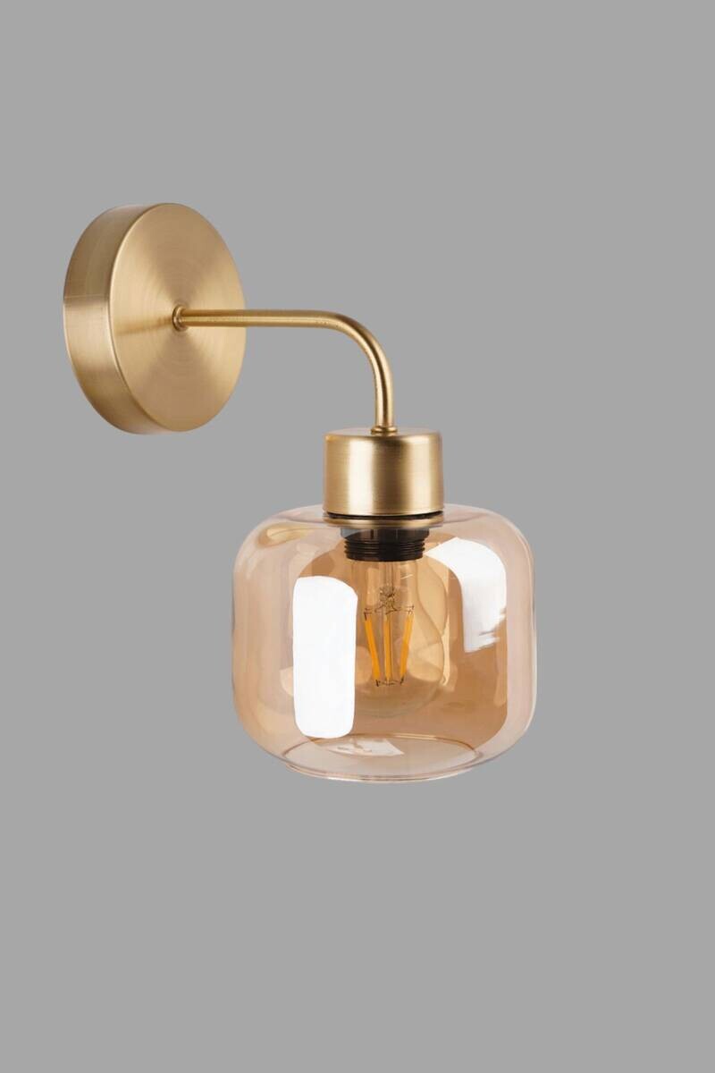 Wandleuchte honig gold Metall Glas B/H/L/D: ca. 15x28x15x15 cm E27 1 Brennstellen