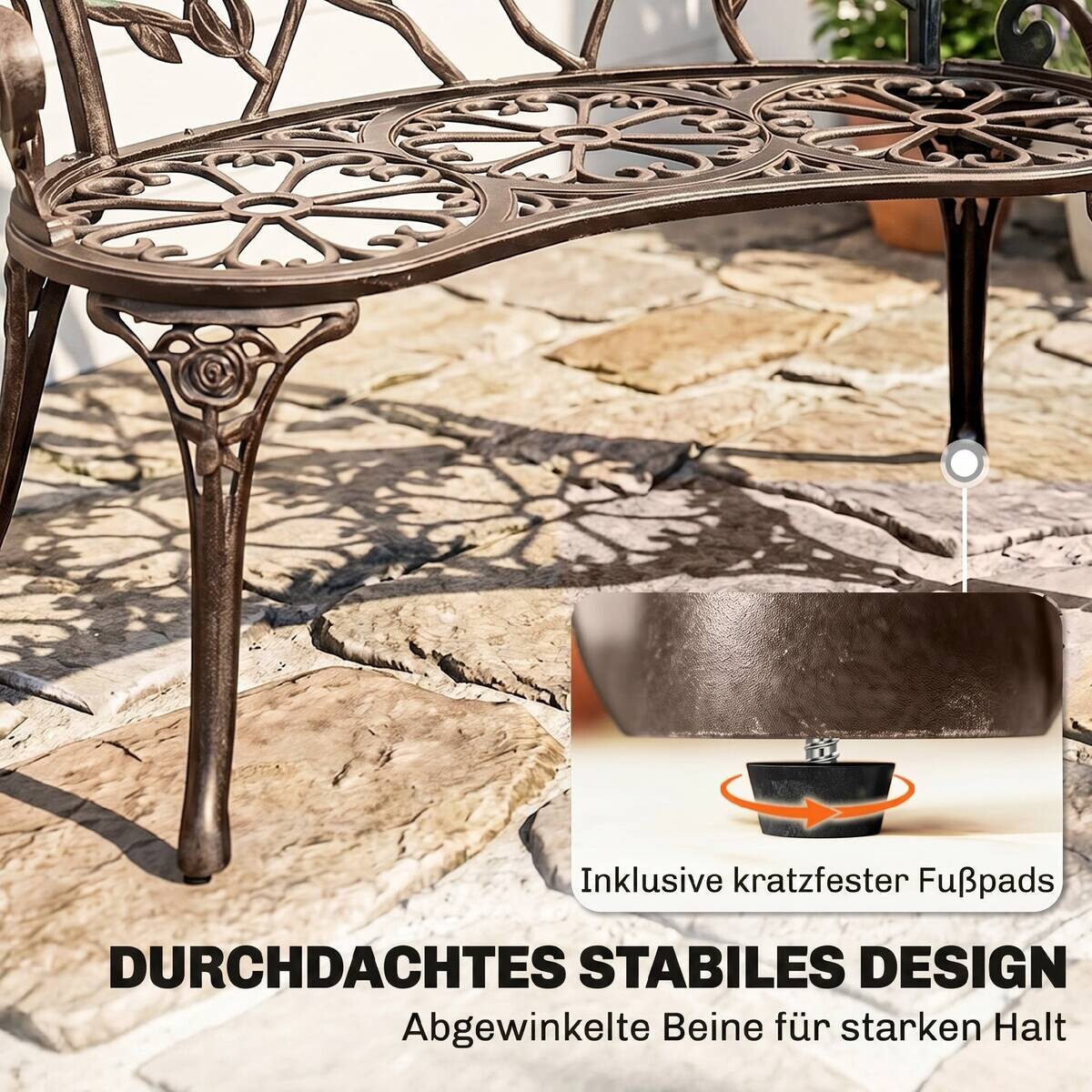 Outsunny Gartenbank bronze Eisen B/H/L: ca. 54x78x100 cm