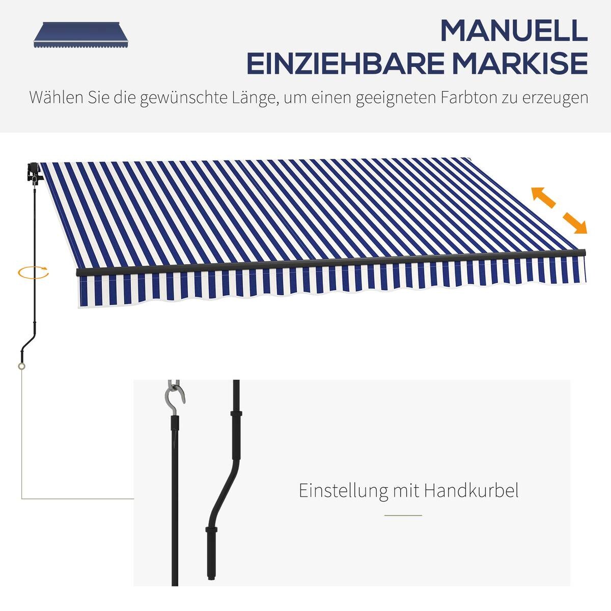 Outsunny Markise blau B/H: ca. 290x350 cm