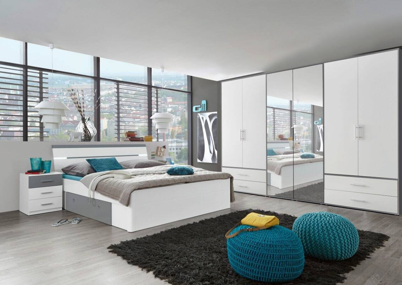 Bettanlage Mars weiß Arktisgrau B/H/T: ca. 185x97x205 cm Liegefläche B/L: ca. 180x200 cm