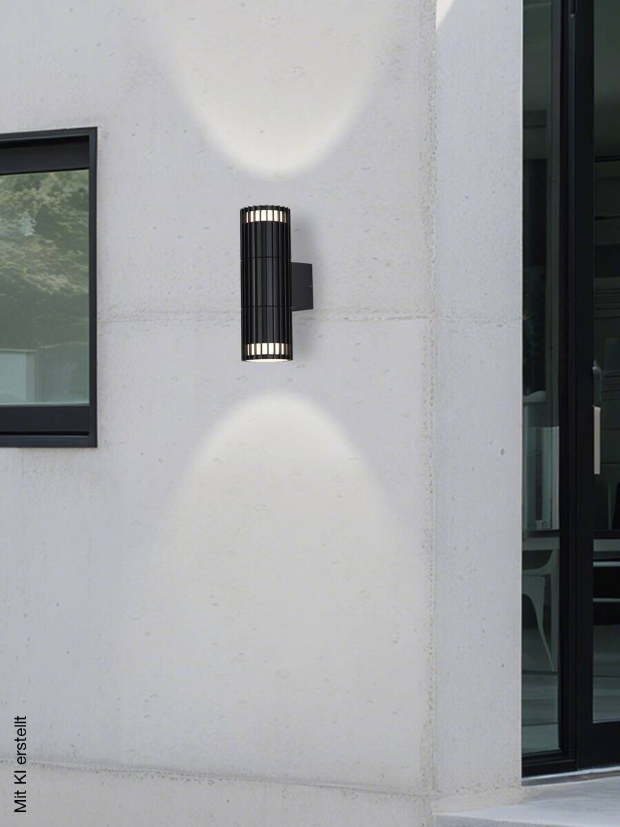 Wandaußenleuchte schwarz weiß B/H/T: ca. 7x20,8x9,9 cm