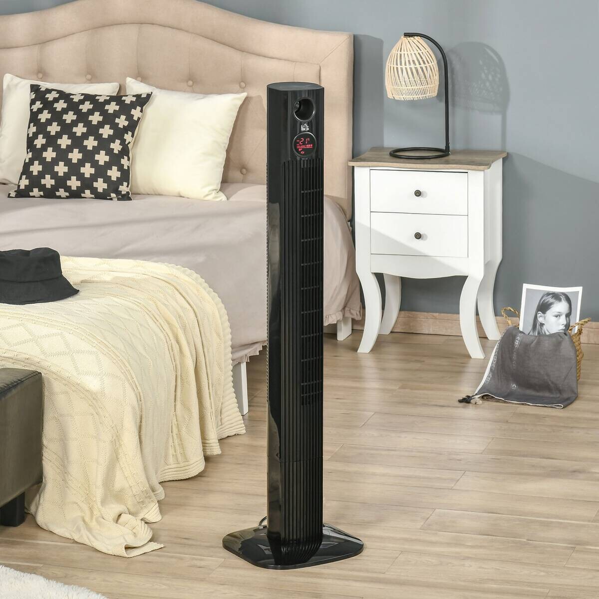HOMCOM Ventilator schwarz Kunststoff Polypropylen Edelstahl B/H/L: ca. 31,5x31,5x117 cm