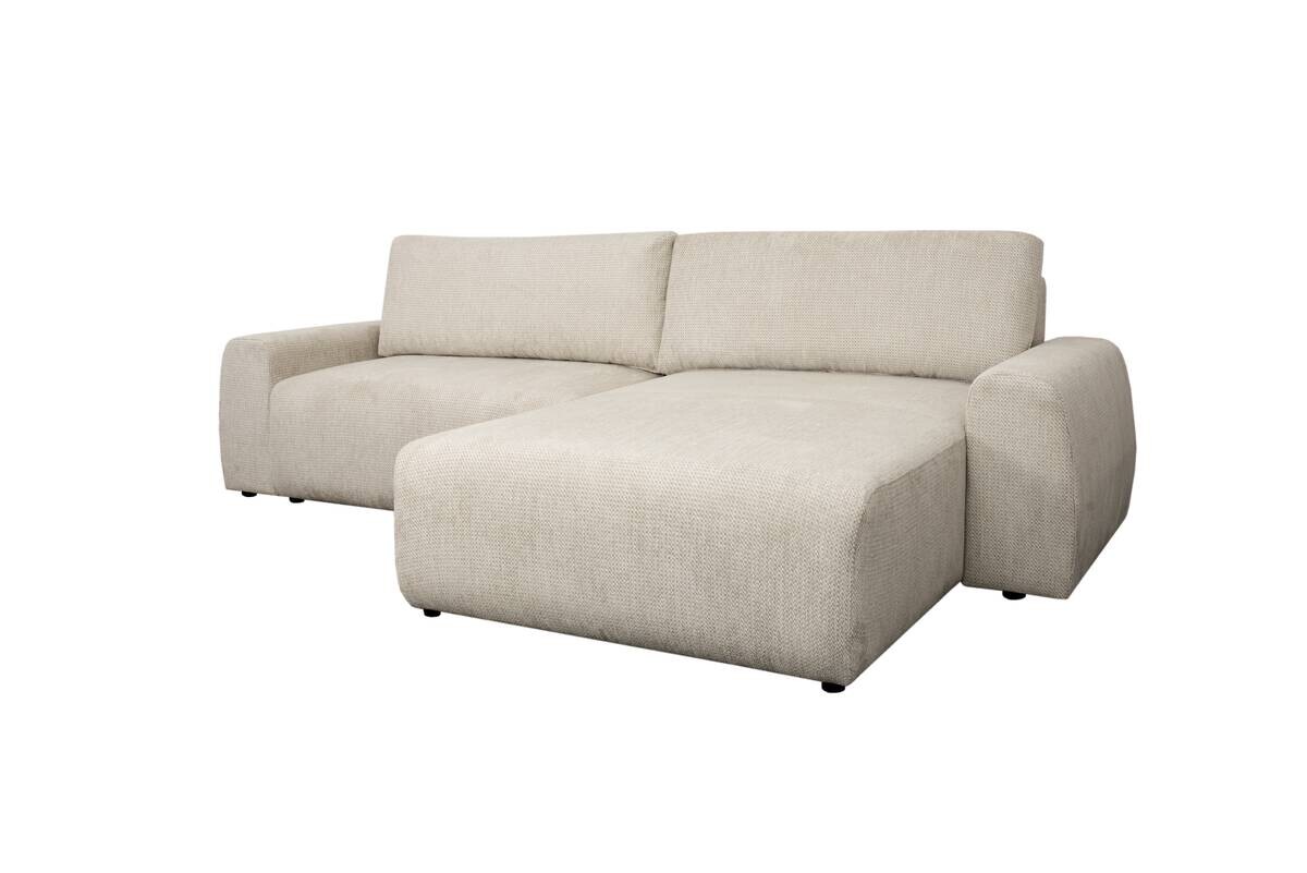 Ecksofa mit Bettfunktion und Bettkasten beige Microfaser B/H/T: ca. 293x88x172 cm