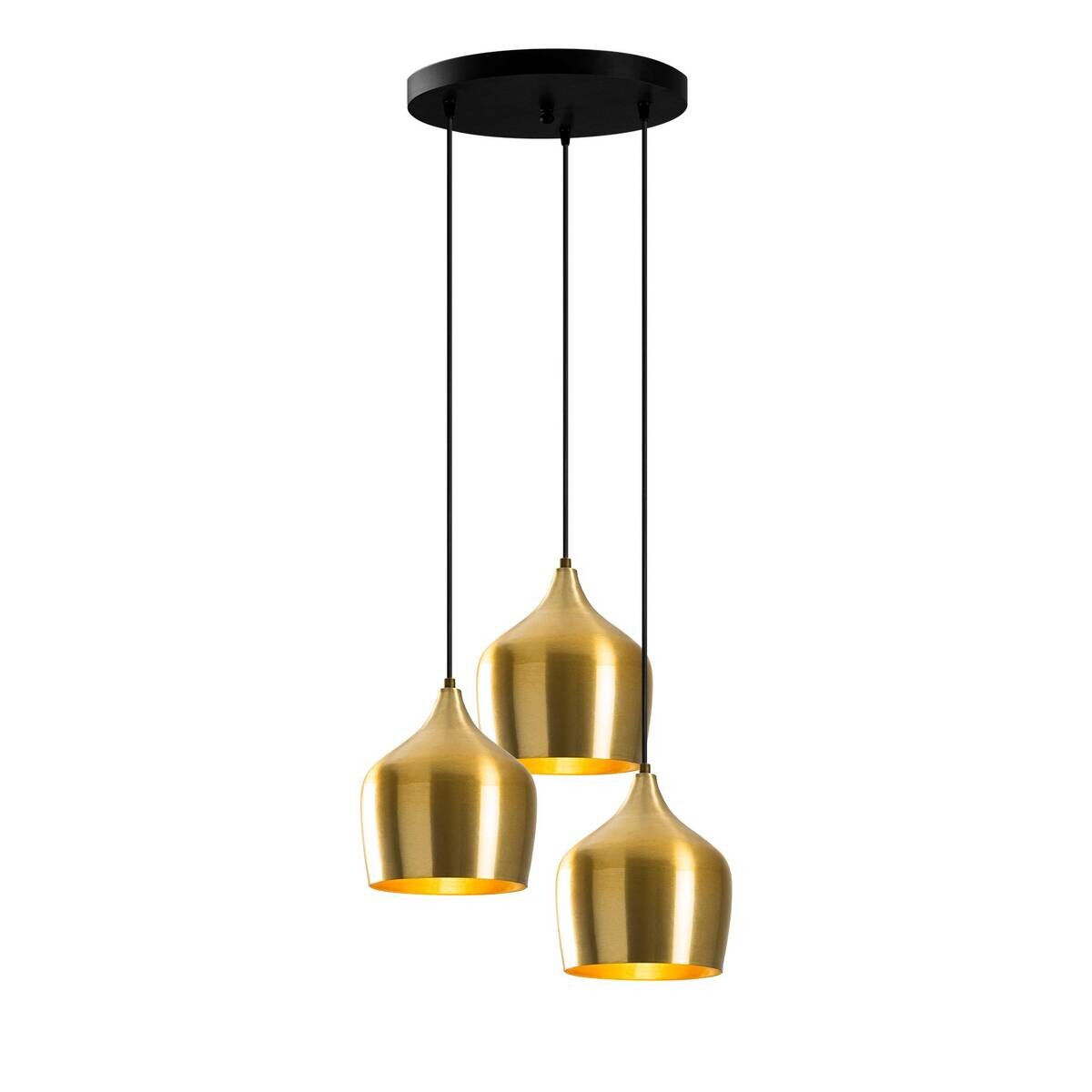Opviq Pendelleuchte gold B/H/T: ca. 46x124x46 cm E27 3 Brennstellen