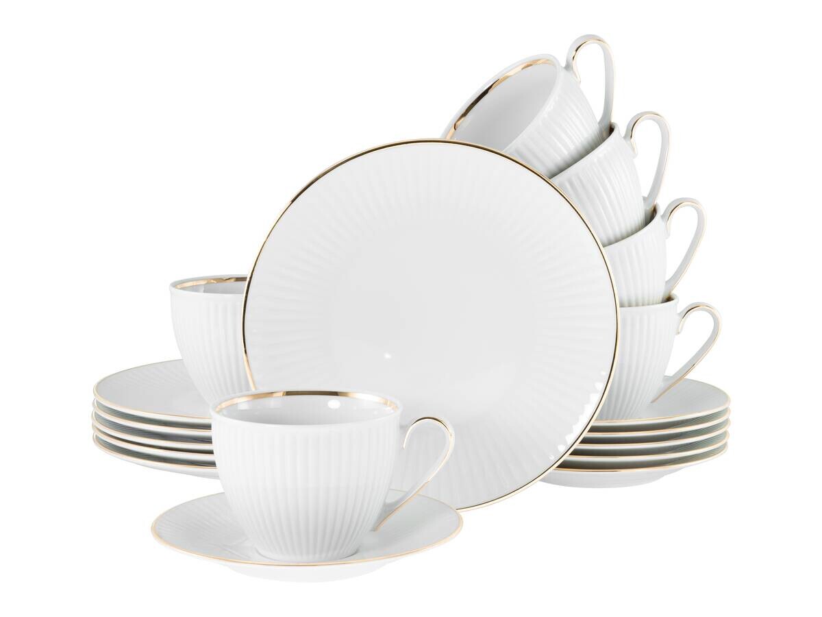 CreaTable Kaffeeservice Valencia weiß Porzellan 18 tlg.