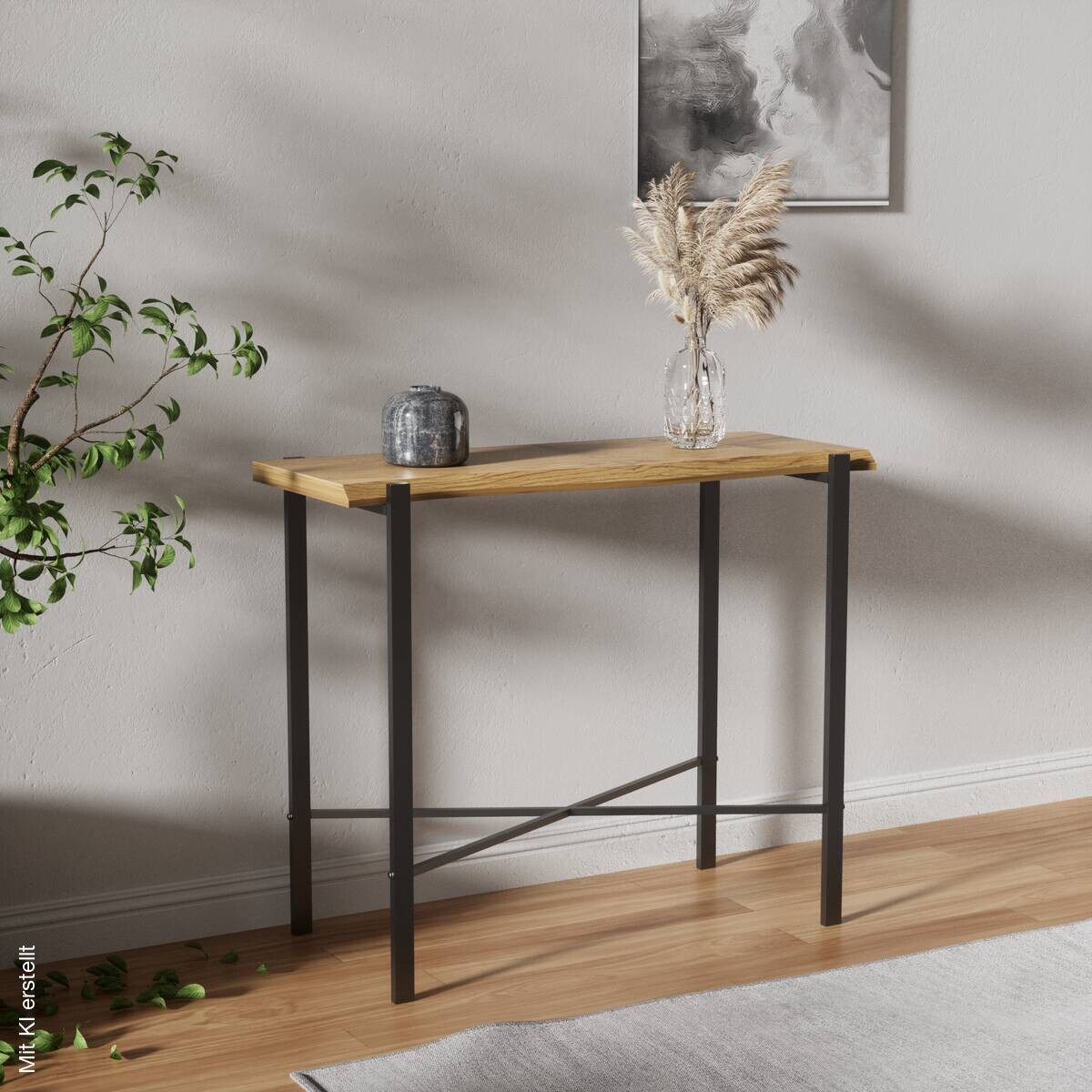 Konsole Almira Eiche Nachbildung schwarz B/H/T: ca. 90x75x38 cm