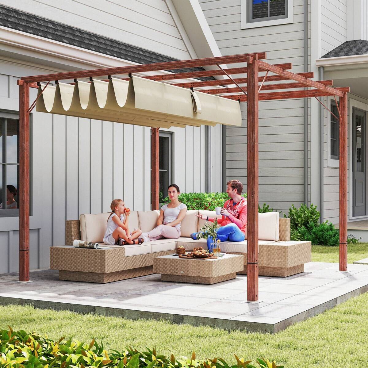 Outsunny Pergola natur Aluminium B/H/L: ca. 296x232x299 cm
