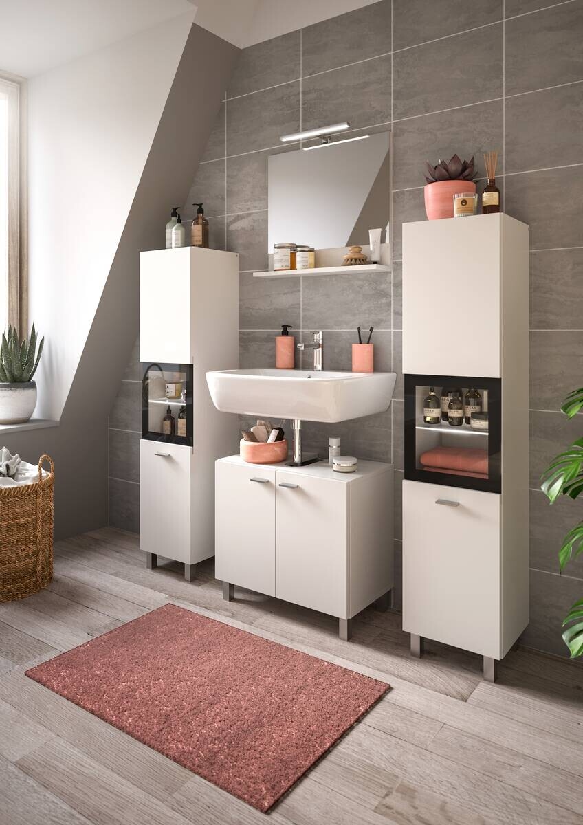 Badezimmer-Set BOSTON weiß schwarz B/H/T: ca. 137x186x33 cm