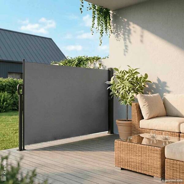 vidaXL Seitenmarkise anthrazit 100% Polyester B/T/L: ca. 160x300x300 cm