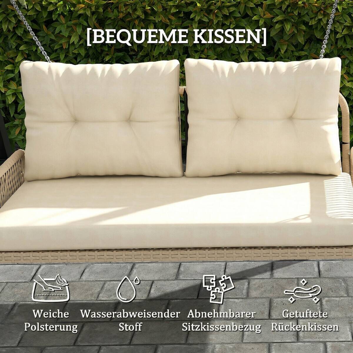 Outsunny Hollywoodschaukel natur Rattan B/H/L: ca. 66x44x115 cm