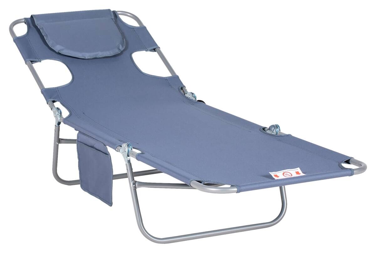 Outsunny Sonnenliege grau Polyester B/H/L: ca. 55x29x185 cm