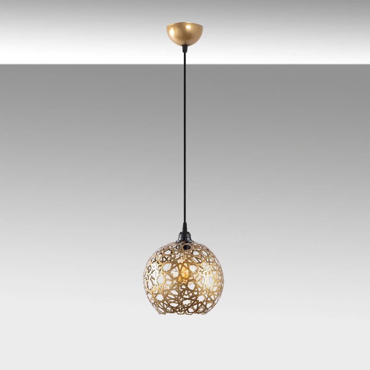 Pendelleuchte gold Metall B/H/L/D: ca. 25x119x25x25 cm E27 1 Brennstellen
