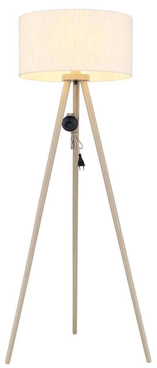 GLOBO Stehleuchte natur sand Holz H/D: ca. 148x57 cm E27 1 Brennstellen