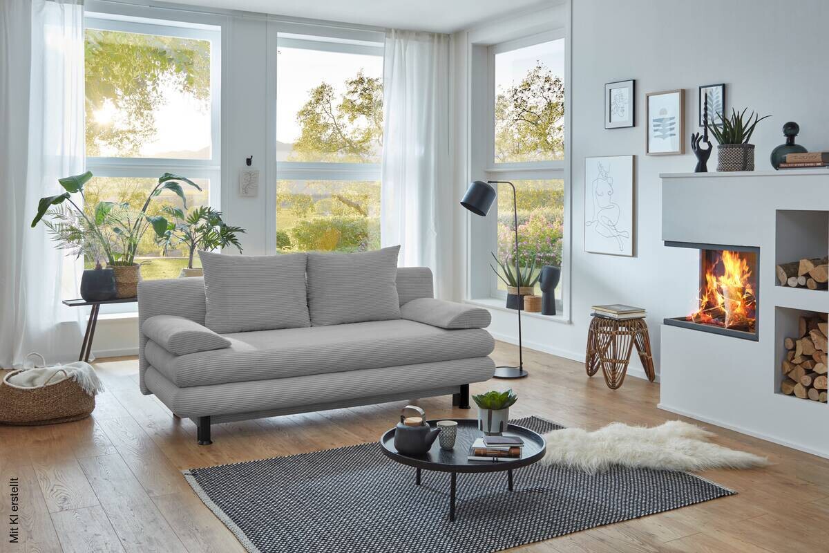 Schlafsofa Bern silber Microfaser B/H/T: ca. 190x93x92 cm