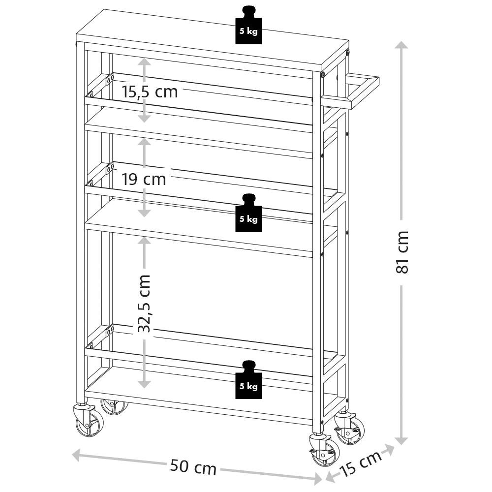 Kesper Nischenwagen natur Spanplatte B/H/T: ca. 50x79x15 cm